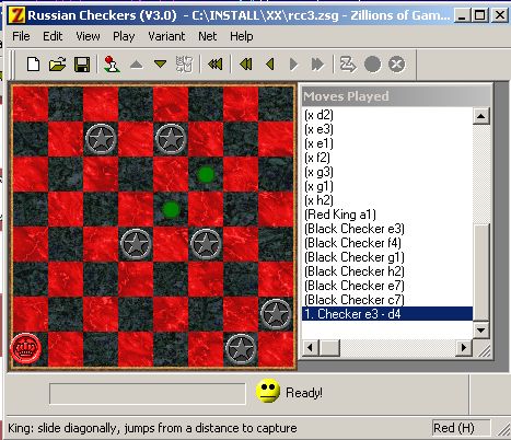 The landing squares after the first capture (valid)